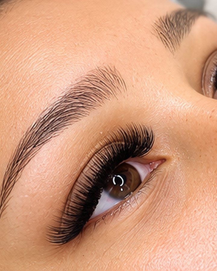 Full, fluffy lash extensions by Nabeelah