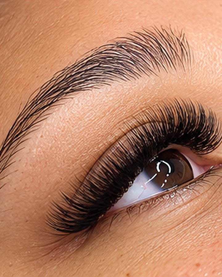 Lash extensions and a shaped brow by Nabeelah, side view